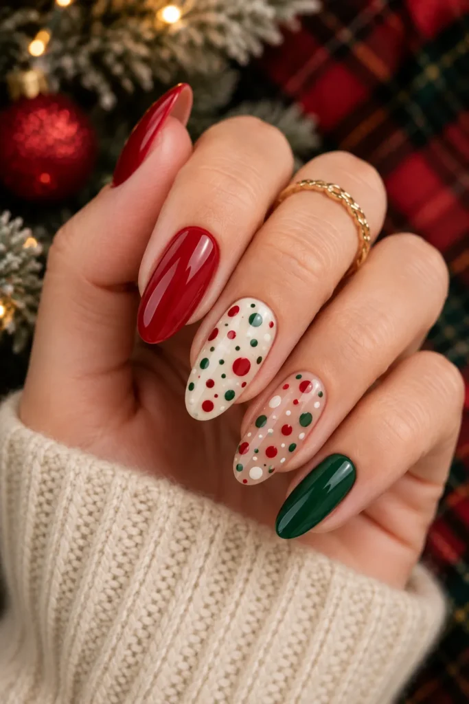 Red Green Polka Dots