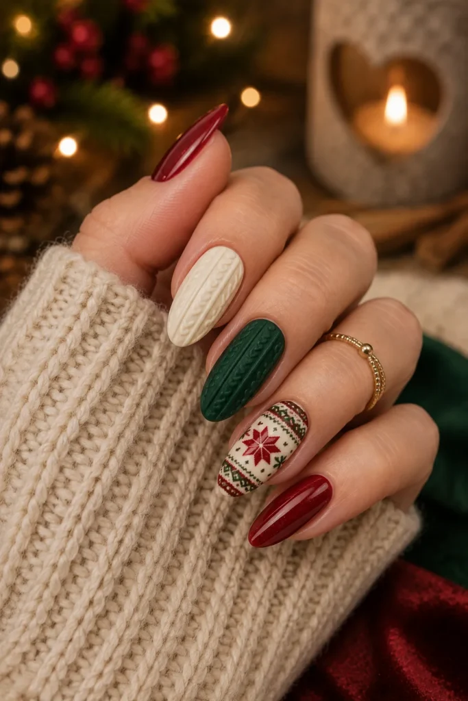 Red Green Sweater Nails