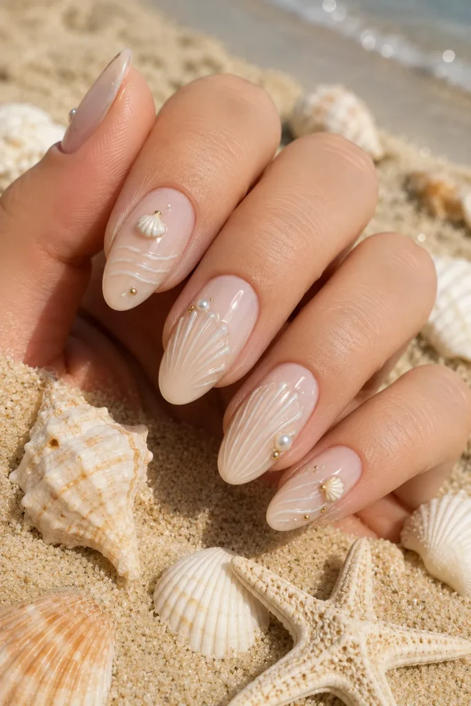 Seashell Accent Nails