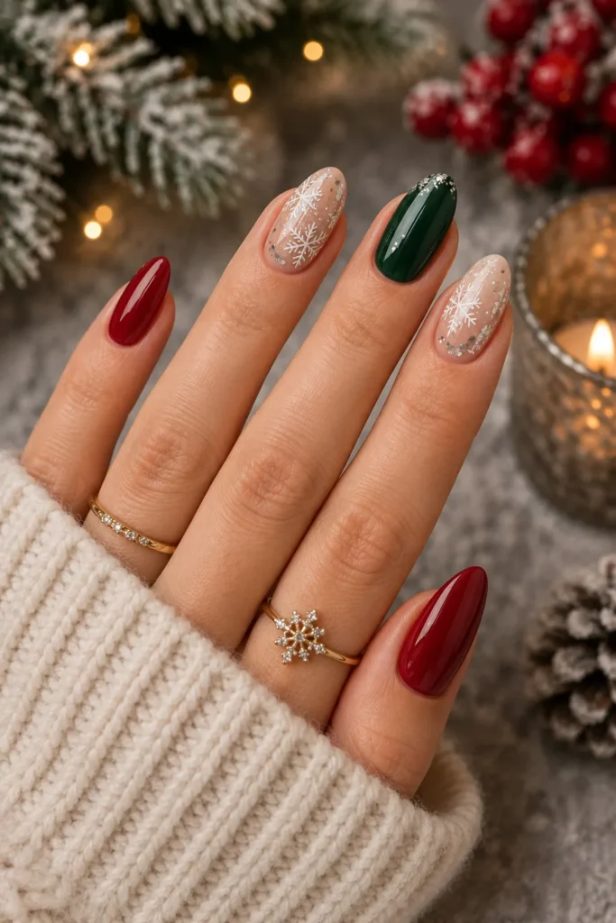 Snowflake Accent Manicure