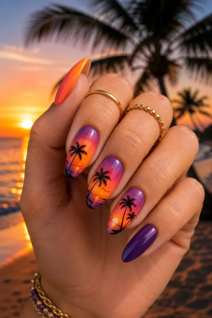 Sunset Palm Silhouettes